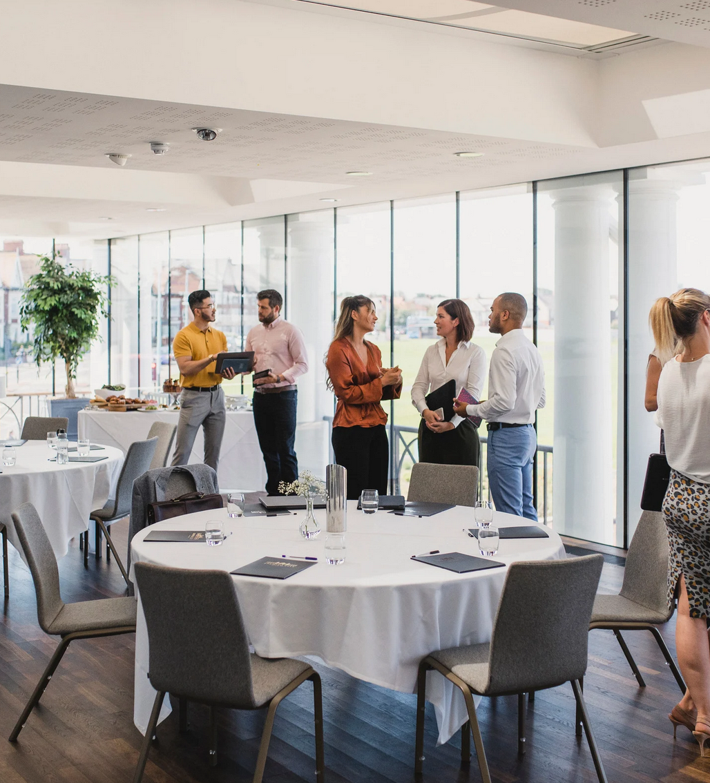 People networking at lunch and learn session